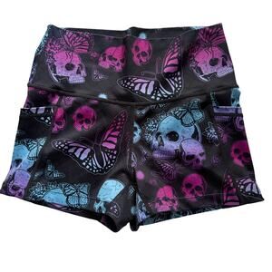Constantly Varied Gear Athletic Shorts Women’s XS Black/Purple Butterfly Skull